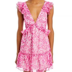 BRAND NEW WITH TAGS Women’s AQUA Floral Ruffle Trim Mini Dress - Exclusive